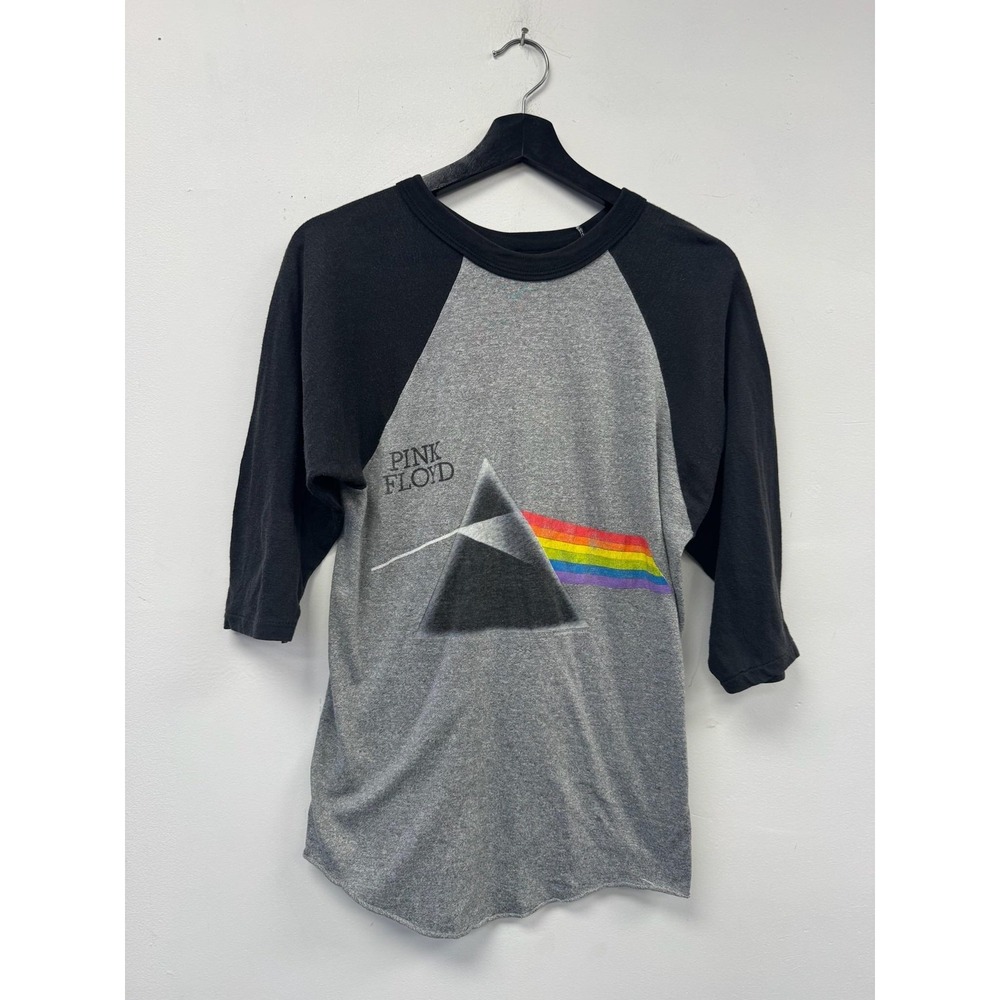 Vinatge Pink Floyd Band Shirt Small Grey Black Raglan 3/4 Sleeve Tour Graphic 80